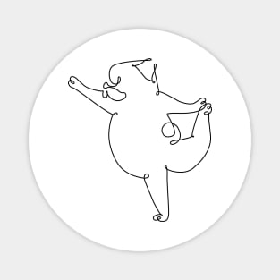 One Line Pug Dancer Pose Magnet